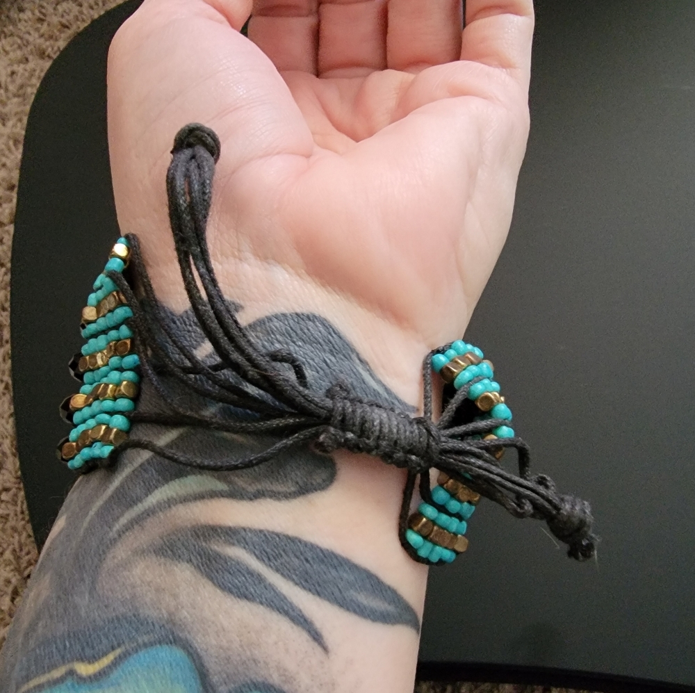 Aqua, black and gold bracelet